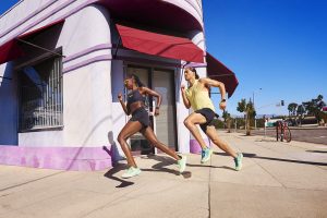 Runners in the high-speed Hoka Mach X shoe