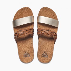 Reef Womens Cushion Vista Hi Twist Sandals in Tan/Champagne