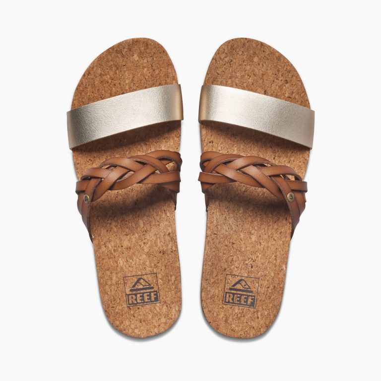 Reef Womens Cushion Vista Hi Twist Sandals in Tan/Champagne ID H0Ih9KlI